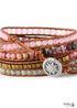 Boho Bracelet, 5 Layers Leather Wrap Bracelet, Natural Stone, Pink Tourmaline